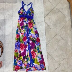 bebe | Dresses | Bebe Silk Watercolor Floral Maxi Dress | Poshmark